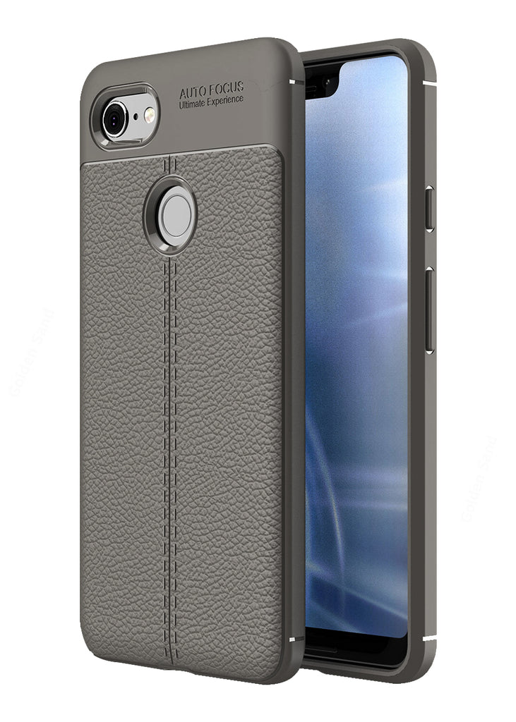 Back Cover, Drop Tested, TPU (Rubber), Google, Grey, Leather, Leather Armor TPU, ₹500 - ₹699, Solid, Slim Design, Pixel 3 XL, 