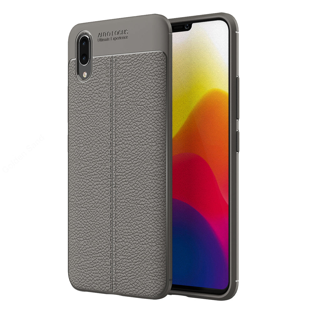 Back Cover, Drop Tested, TPU (Rubber), Grey, Leather, Leather Armor TPU, ₹500 - ₹699, Solid, Slim Design, vivo, Vivo X21