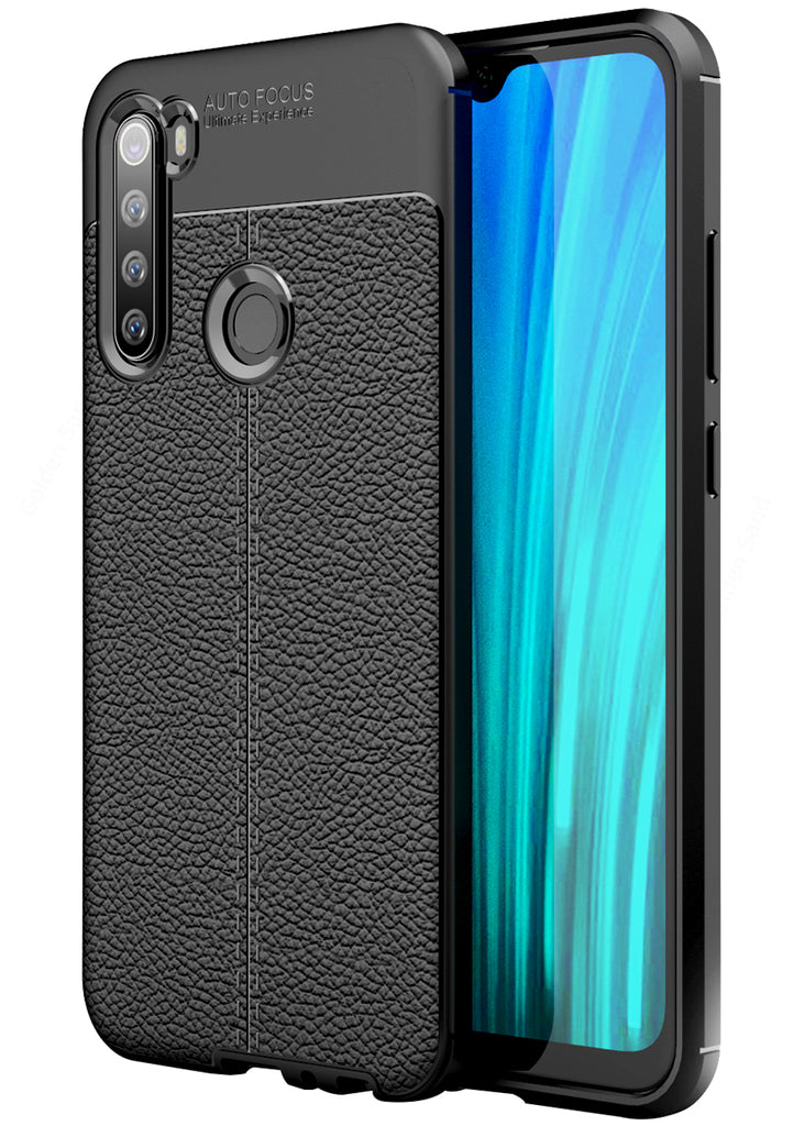 Leather Armor TPU Series Shockproof Armor Back Cover for Xiaomi Redmi Note 8 6.3 inch, Black