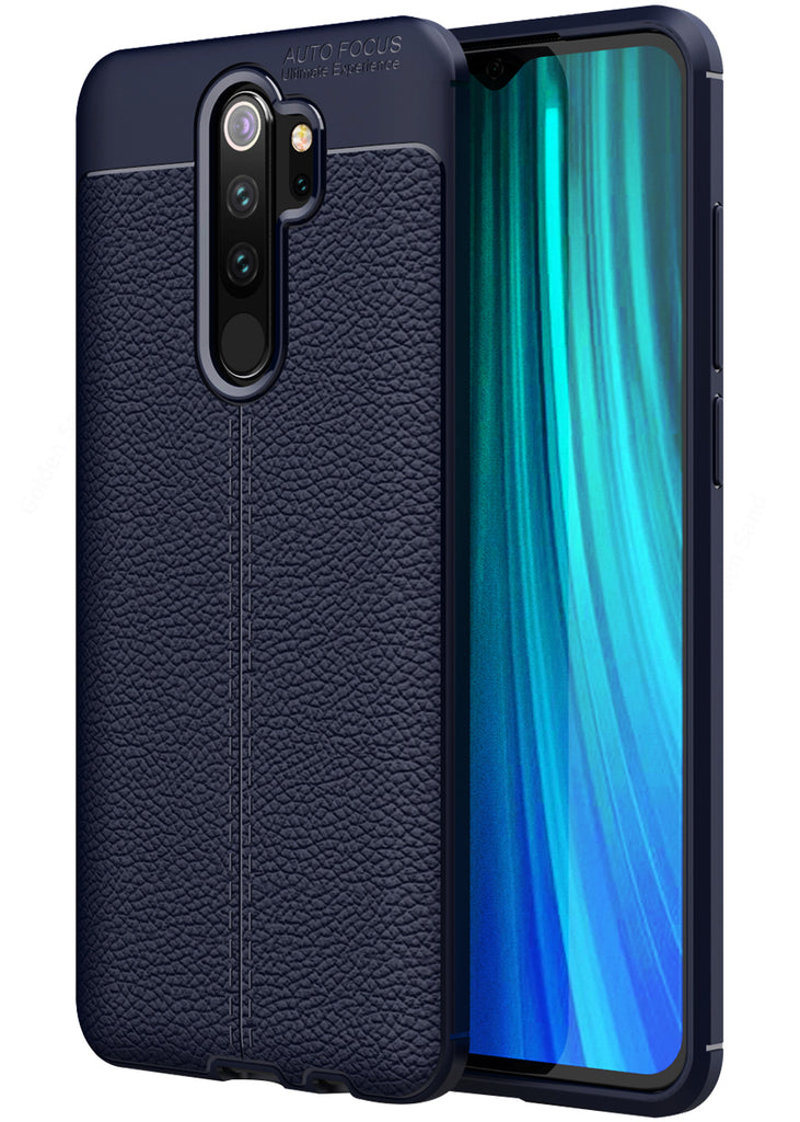 Leather Armor TPU Series Shockproof Armor Back Cover for Xiaomi Redmi Note 8 Pro 6.53 inch, Blue