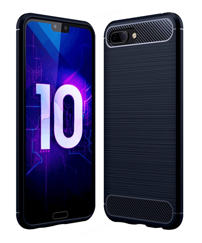 Carbon Fibre Series Shockproof Armor Back Cover for Huawei Honor 10, Blue