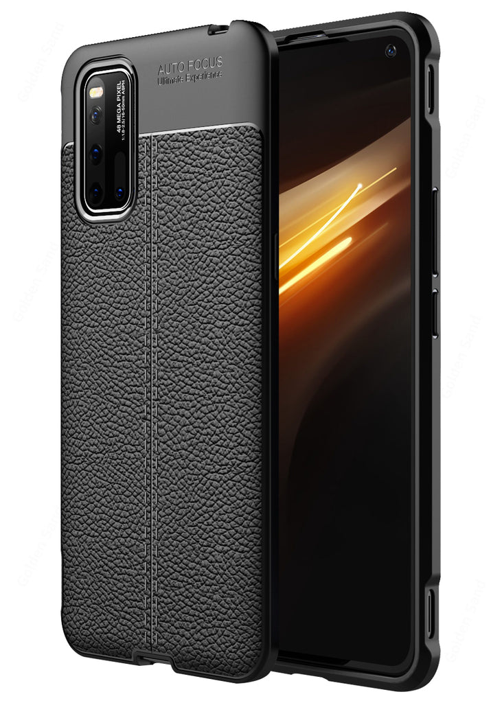 Back Cover, Drop Tested, TPU (Rubber), black, Leather, vivo, vivo iQOO 3, Leather Armor TPU, ₹500 - ₹699, Solid, Slim Design