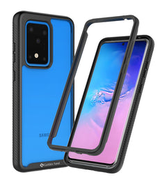 Full Body Pro Series Dual Layer Transparent Hybrid Back Cover for Samsung Galaxy S20 Ultra 6.9 inch, Black