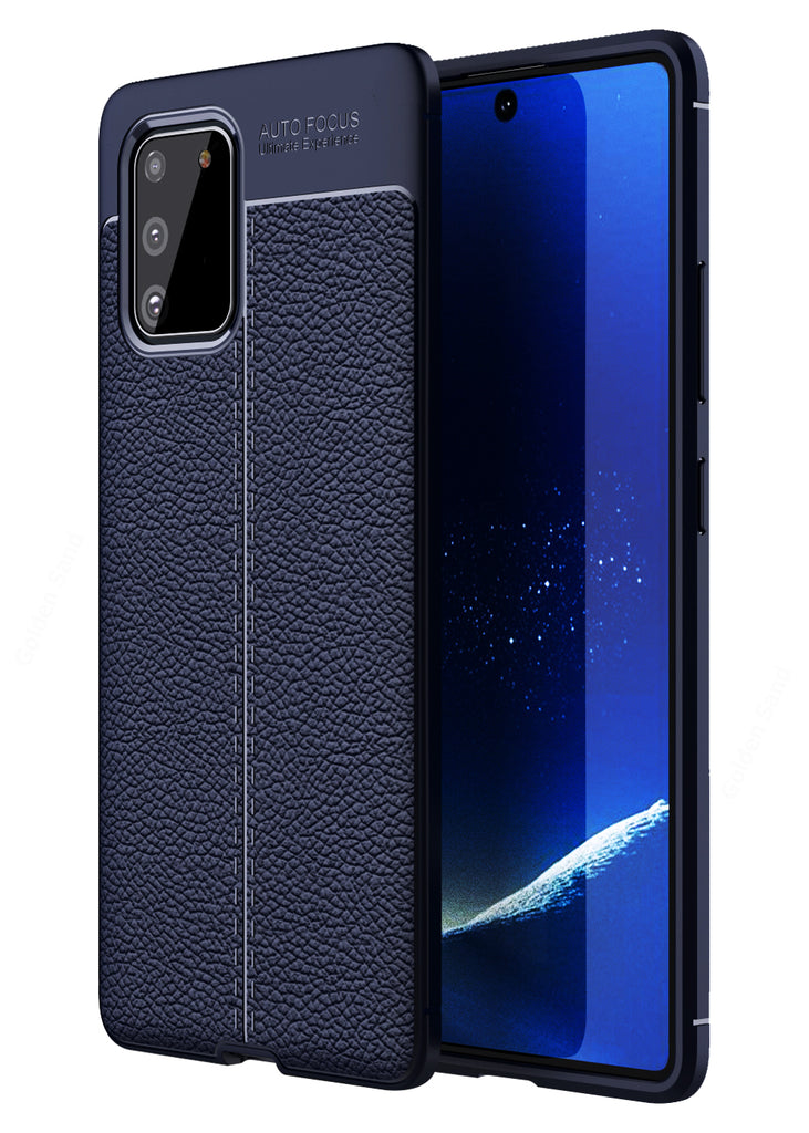 Leather Armor TPU Series Shockproof Armor Back Cover for Samsung Galaxy S10 Lite 6.7 inch, Blue
