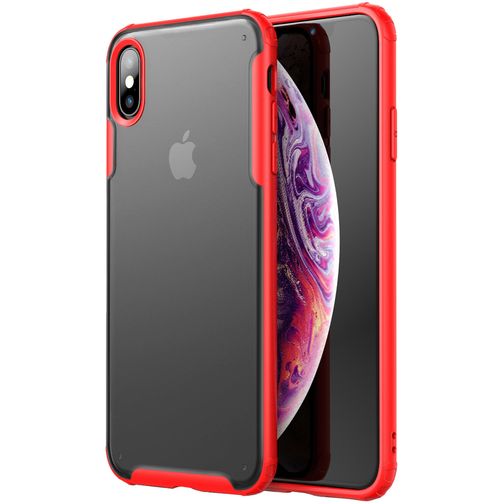 Apple, Back Cover, Drop Tested, TPU (Rubber), IPHONE X, IPHONE XS,  ₹500 - ₹699, red, rugged frosted, PolyCarbonate (Plastic), Slim Design, translucent