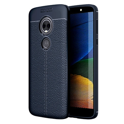 Back Cover, Drop Tested, TPU (Rubber), blue, Leather, Leather Armor TPU, ₹500 - ₹699, Solid, Slim Design, Moto, Moto G6 Play, Motorola, 