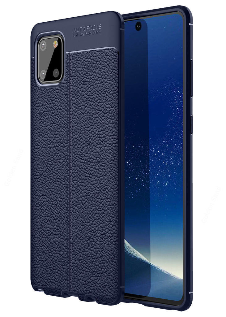 Leather Armor TPU Series Shockproof Armor Back Cover for Samsung Galaxy Note 10 Lite 6.7 inch, Blue