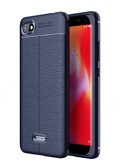 Back Cover, Drop Tested, TPU (Rubber), blue, Leather, Leather Armor TPU, ₹500 - ₹699, Solid, Slim Design, Redmi 6A, Xiaomi