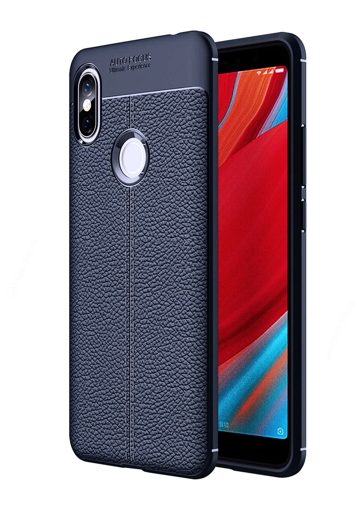 Back Cover, Drop Tested, TPU (Rubber), blue, Leather, Leather Armor TPU, ₹500 - ₹699, Solid, Slim Design, Redmi Y2, Xiaomi