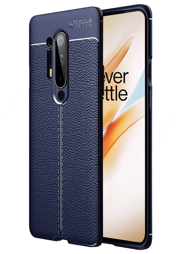 Back Cover, Drop Tested, TPU (Rubber), blue, Leather, Leather Armor TPU, ₹500 - ₹699, Solid, Slim Design, oneplus, oneplus 8 Pro, 
