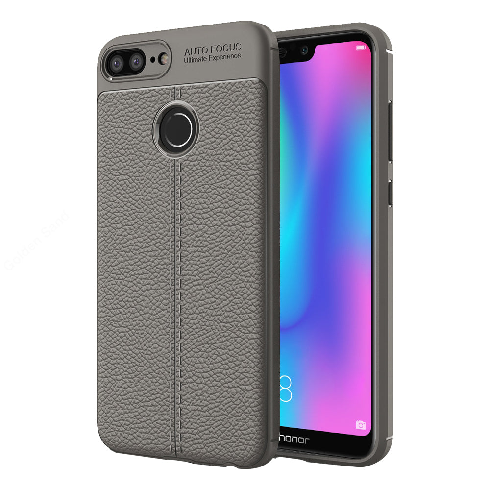 Back Cover, Drop Tested, TPU (Rubber), Grey, Honor 9n, Huawei, Leather, Leather Armor TPU, ₹500 - ₹699, Solid, Slim Design
