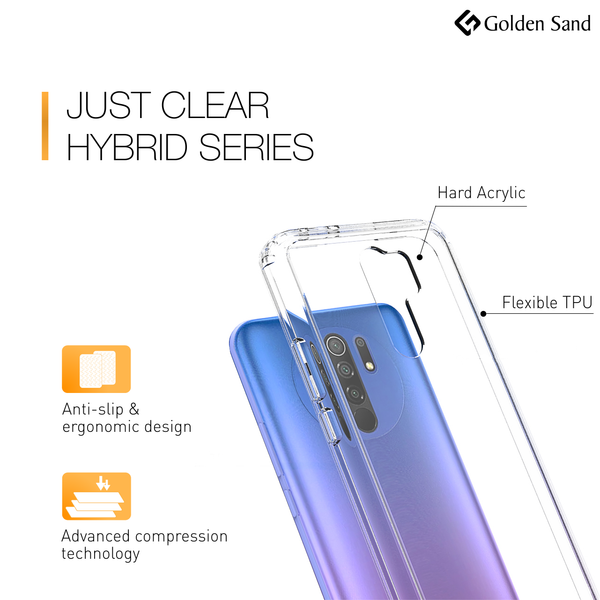 Golden Sand Just Clear Hybrid Series Back Case Cover for  Poco M2 Reloaded, Xiaomi Redmi 9 Prime, Poco M2