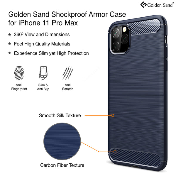 Carbon Fibre Series Shockproof Armor Back Cover for Apple iPhone 11 Pro Max 6.5 inch, Blue