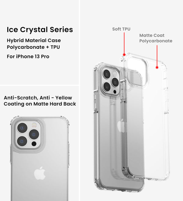 Apple iPhone 13 Pro (6.1 inch) Back Cover | Ice Crystal Matte Series Anti- Fingerprint Frosted Transparent, Matte Transparent