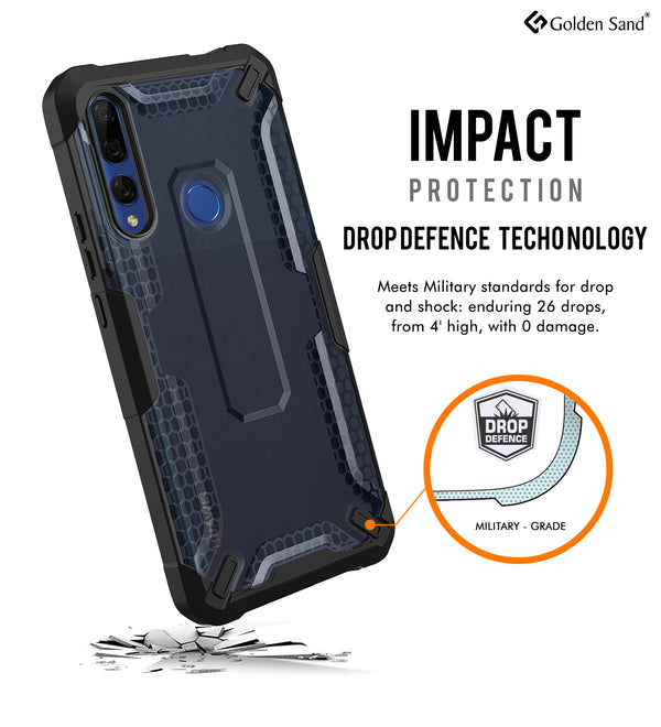 Drop Defense Pro Series Translucent Bumper Back Cover for Honor 9X, Huawei Y9 Prime 6.5 inch, Ash Black