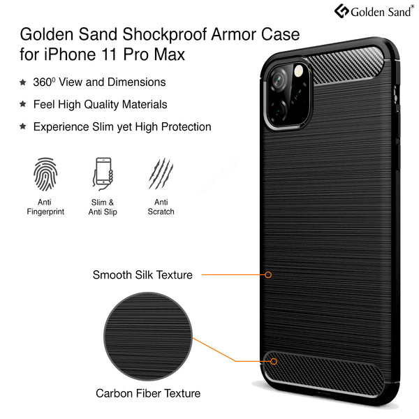 Carbon Fibre Series Shockproof Armor Back Cover for Apple iPhone 11 Pro Max 6.5 inch, Black
