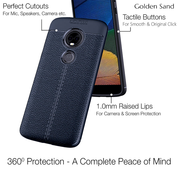 Moto G6 Play (5.7 inch) Back Cover | Vegan Leather Series, Blue