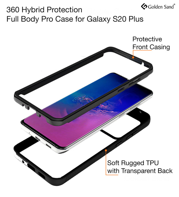 Full Body Pro Series Dual Layer Transparent Hybrid Back Cover for Samsung Galaxy S20 Ultra 6.9 inch, Black
