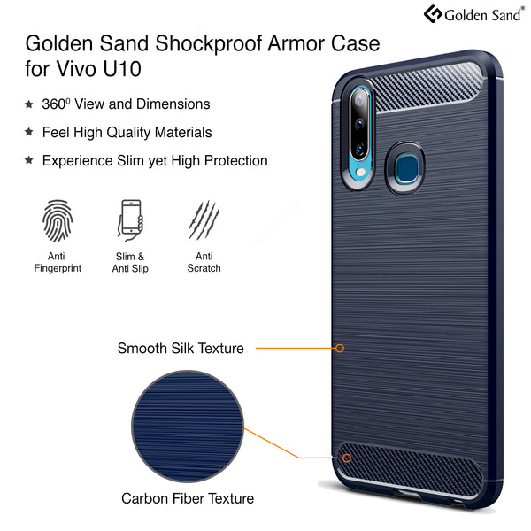 Golden Sand Shock Proof Armor Cover for Vivo U10, Vivo Y17, Blue