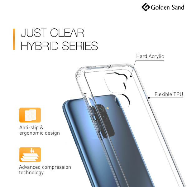 Golden Sand Just Clear Hybrid Series Back Case Cover for  Xiaomi Redmi Note 9