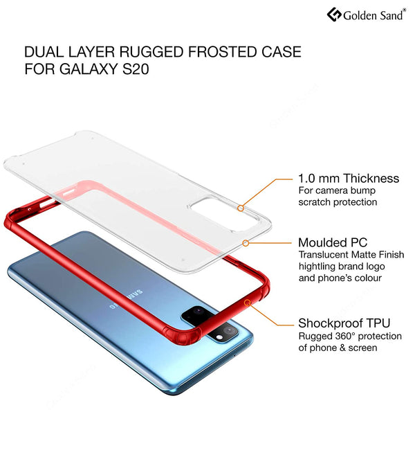 Back Cover, Drop Tested, TPU (Rubber),  ₹500 - ₹699, red, rugged frosted, s20, samsung, PolyCarbonate (Plastic), Slim Design, translucent