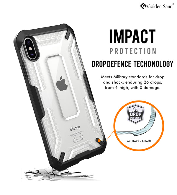 Drop Defense Pro Series Translucent Bumper Back Cover for Apple iPhone X, XS, 5.85 inch, Ice White