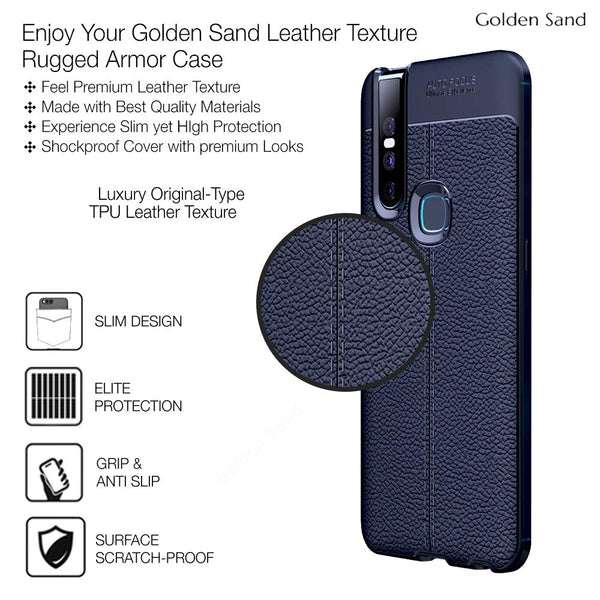 Vivo V15 4G (6.53 inch) Back Cover | Vegan Leather Series, Blue