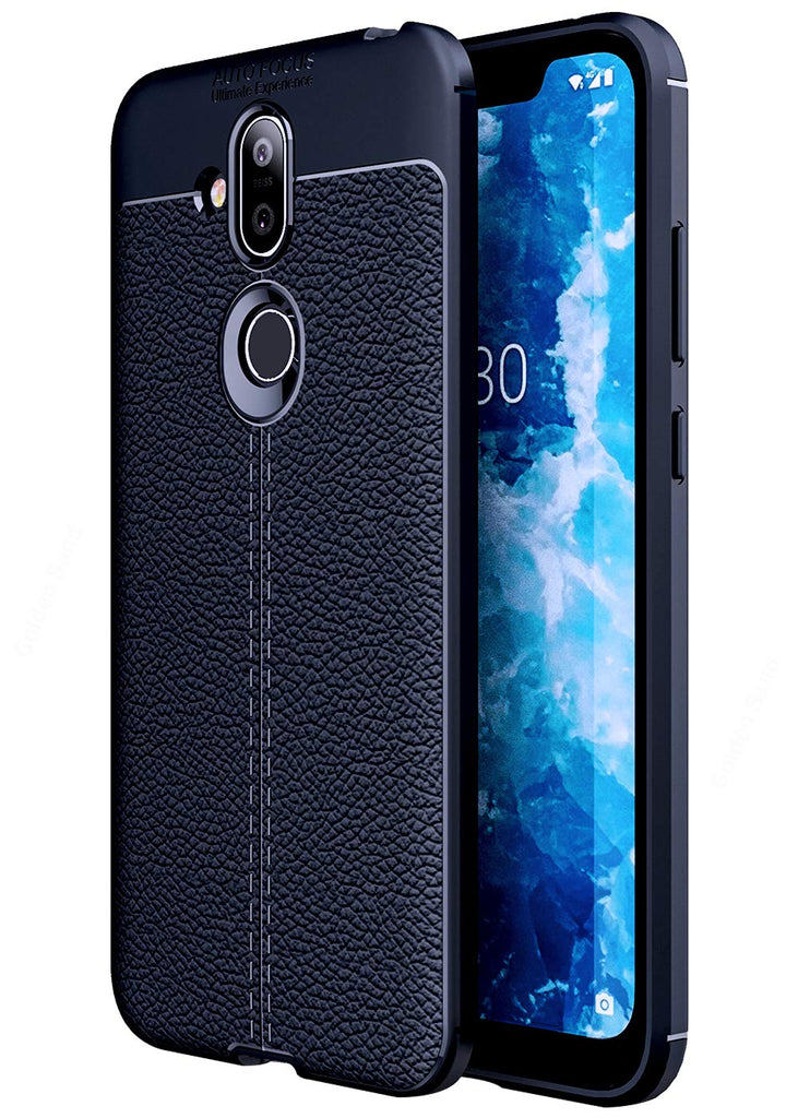 Leather Armor TPU Series Shockproof Armor Back Cover for Nokia 8.1, Blue