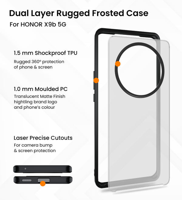 Honor X9b 5G (6.78 inch) Back Cover | Rugged Frosted Series, Black