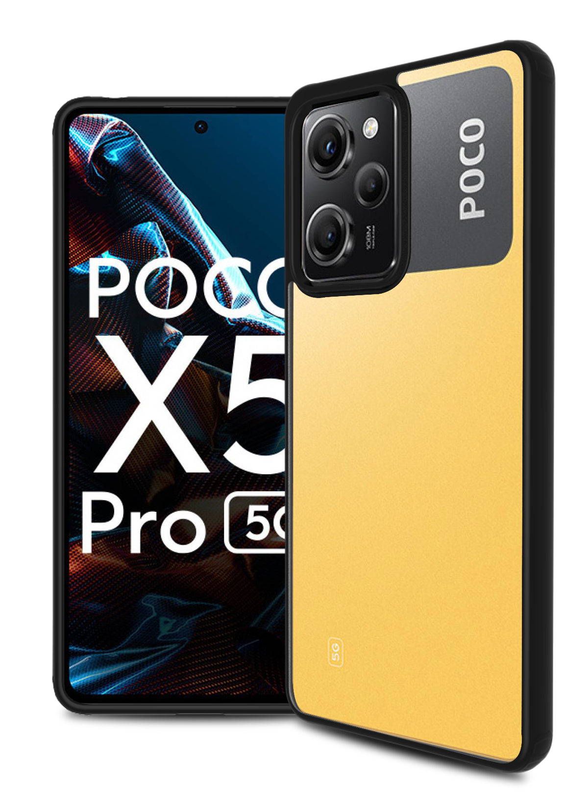 Golden Sand for Poco X6 Pro 5G - Rugged Frosted Semi Transparent PC Shock  Proof Slim Back Case for Poco X6 Pro, Black