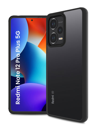 Rugged Frosted Semi Transparent PC Shock Proof Slim Back Cover for Redmi Note 12 Pro+ Plus 5G, 6.67 inch, Black