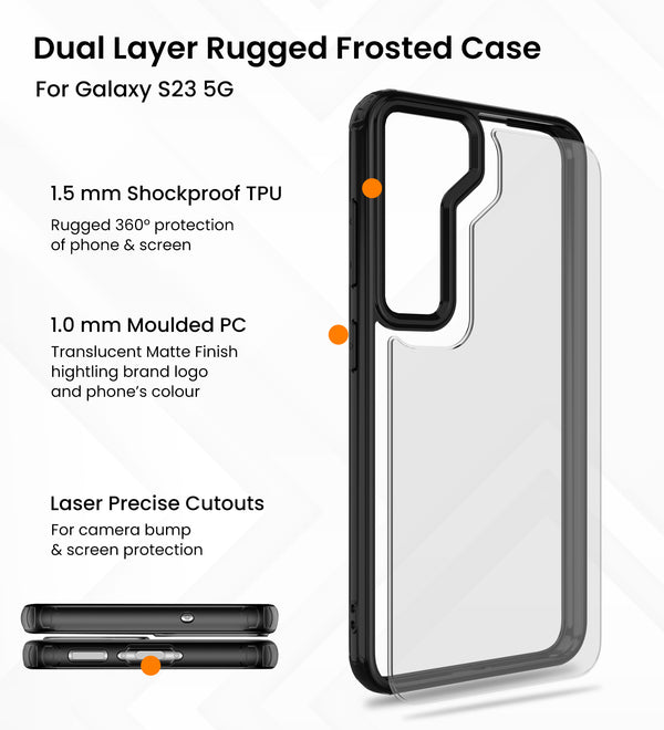 Samsung Galaxy S23 5G (6.1 inch) Back Cover | Rugged Frosted Series, Black