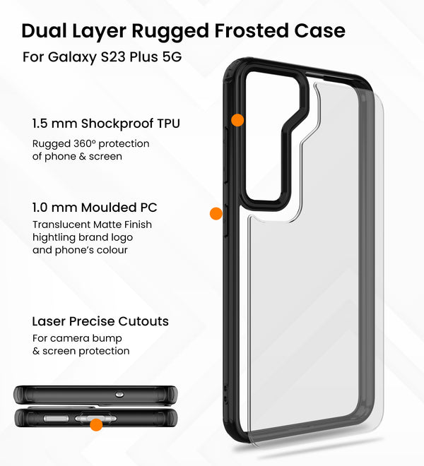 Samsung Galaxy S23+ Plus 5G (6.6 inch) Back Cover | Rugged Frosted Series, Black