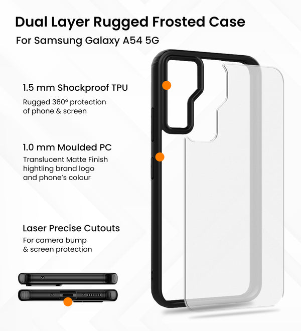 Samsung Galaxy A54 5G (6.4 inch) Back Cover | Rugged Frosted Series, Black