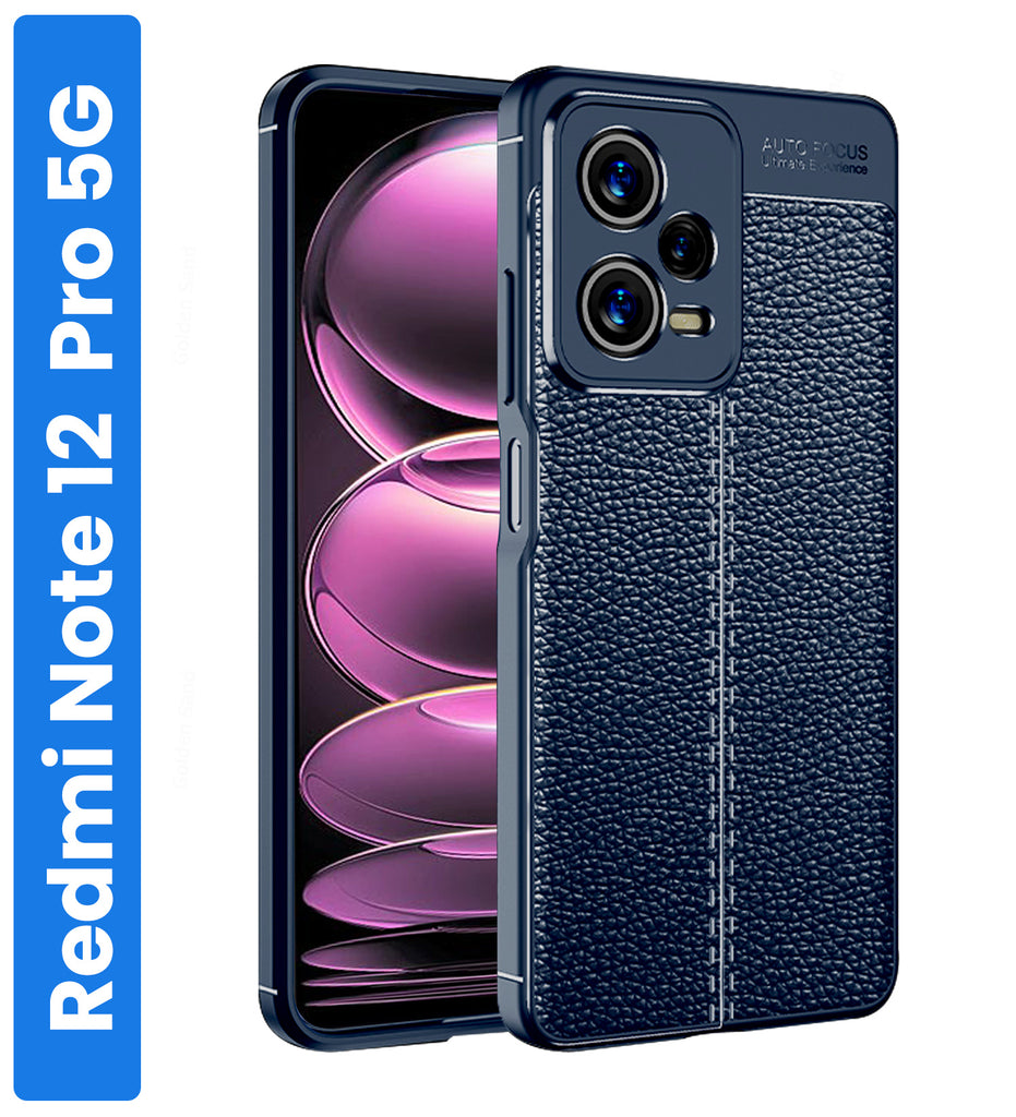 Leather Armor TPU Series Shockproof Armor Back Cover for Redmi Note 12 Pro 5G, 6.67 inch, Blue