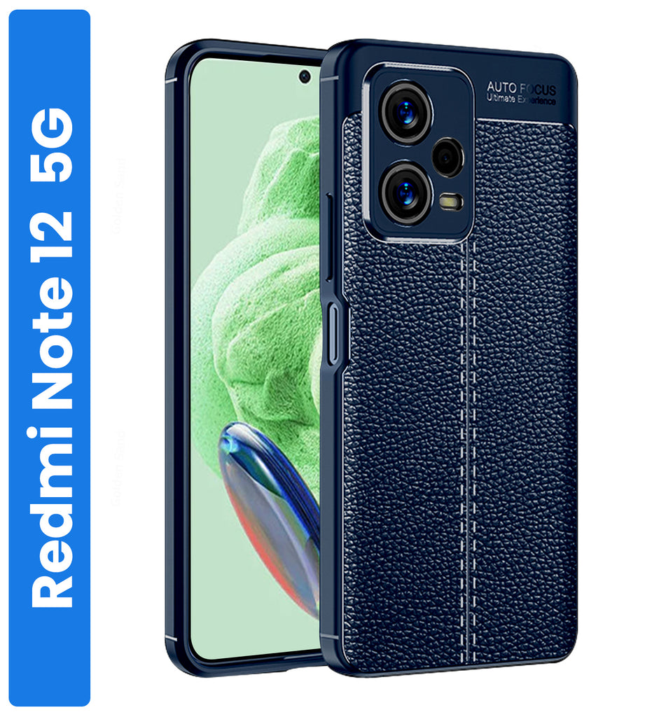 Leather Armor TPU Series Shockproof Armor Back Cover for Redmi Note 12 5G 6.67 inch, Blue