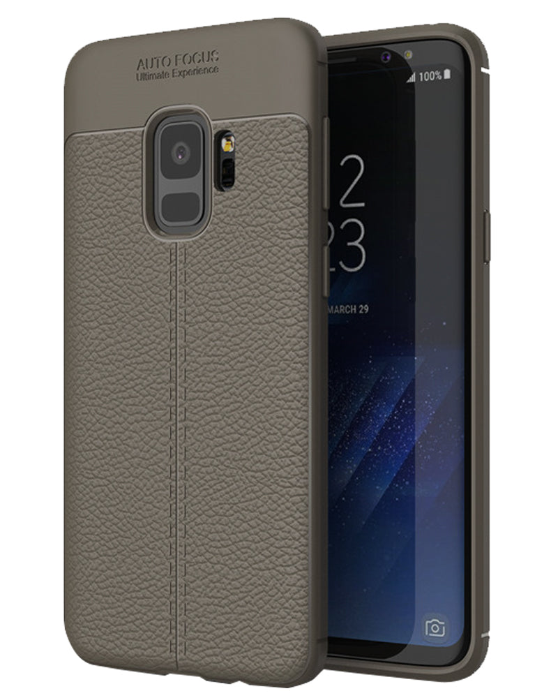 Back Cover, Drop Tested, TPU (Rubber), galaxy S9, Grey, Leather, Leather Armor TPU, ₹500 - ₹699, Solid, Slim Design, , samsung