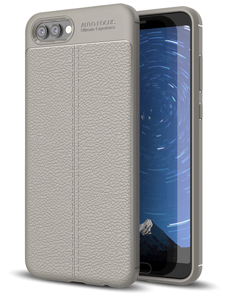 Back Cover, Drop Tested, TPU (Rubber), Grey, Honor V10, Huawei, Leather, Leather Armor TPU, ₹500 - ₹699, Solid, Slim Design