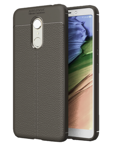 Back Cover, Drop Tested, TPU (Rubber), Grey, Leather, Leather Armor TPU, ₹500 - ₹699, Solid, Slim Design, Redmi Note 5, Xiaomi