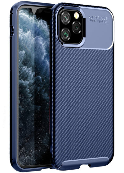 Aramid Fibre Series Shockproof Armor Back Cover for Apple iPhone 11 Pro 5.8 inch, Blue - Golden Sand