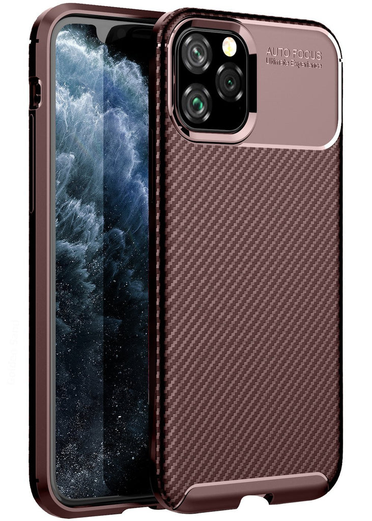 Aramid Fibre Series Shockproof Armor Back Cover for Apple iPhone 11 Pro 5.8 inch, Brown - Golden Sand