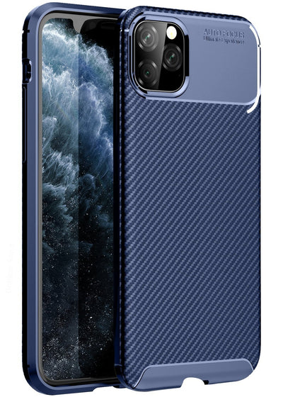 Aramid Fibre Series Shockproof Armor Back Cover for Apple iPhone 11 Pro Max 6.5 inch, Blue - Golden Sand