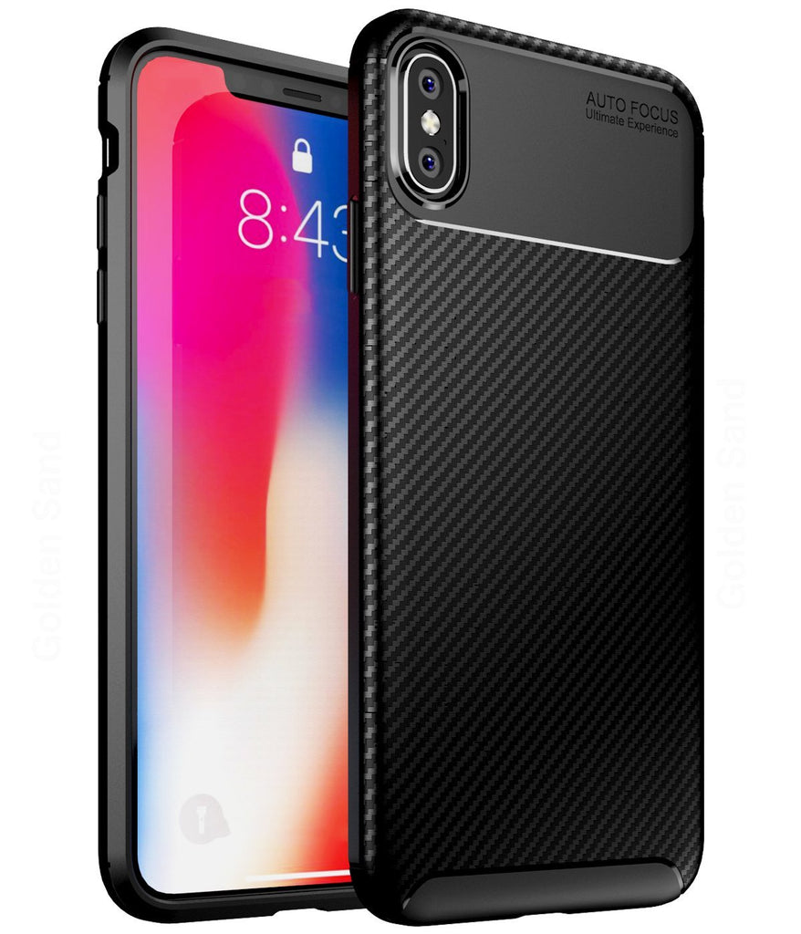 Aramid Fibre Series Shockproof Armor Back Cover for Apple iPhone XS Max 6.5 inch, Black - Golden Sand