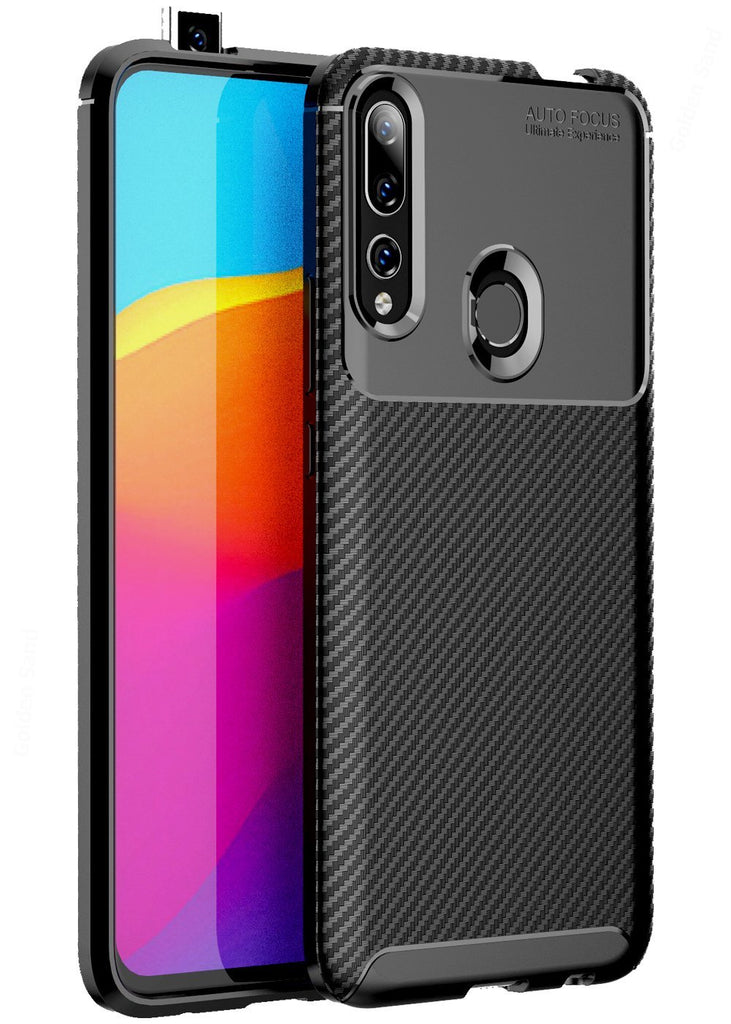 Aramid Fibre Series Shockproof Armor Back Cover for Honor 9X, Huawei Y9 Prime 2019 6.5 inch, Black - Golden Sand