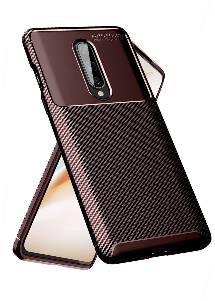 Aramid Fibre Series Shockproof Armor Back Cover for One Plus 8 6.55 inch, Brown - Golden Sand