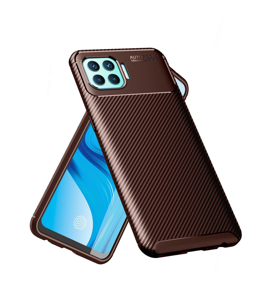 Aramid Fibre Series Shockproof Armor Back Cover for Oppo F17 Pro, Brown - Golden Sand