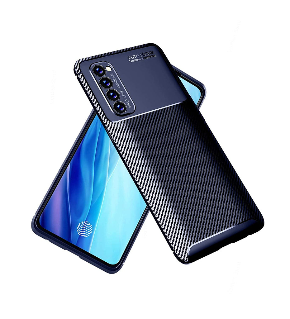 Aramid Fibre Series Shockproof Armor Back Cover for Oppo Reno4 Pro, Starry Blue - Golden Sand