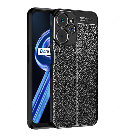 Realme 9i 5G (6.6 inch) Back Cover | Vegan Leather Series, Black