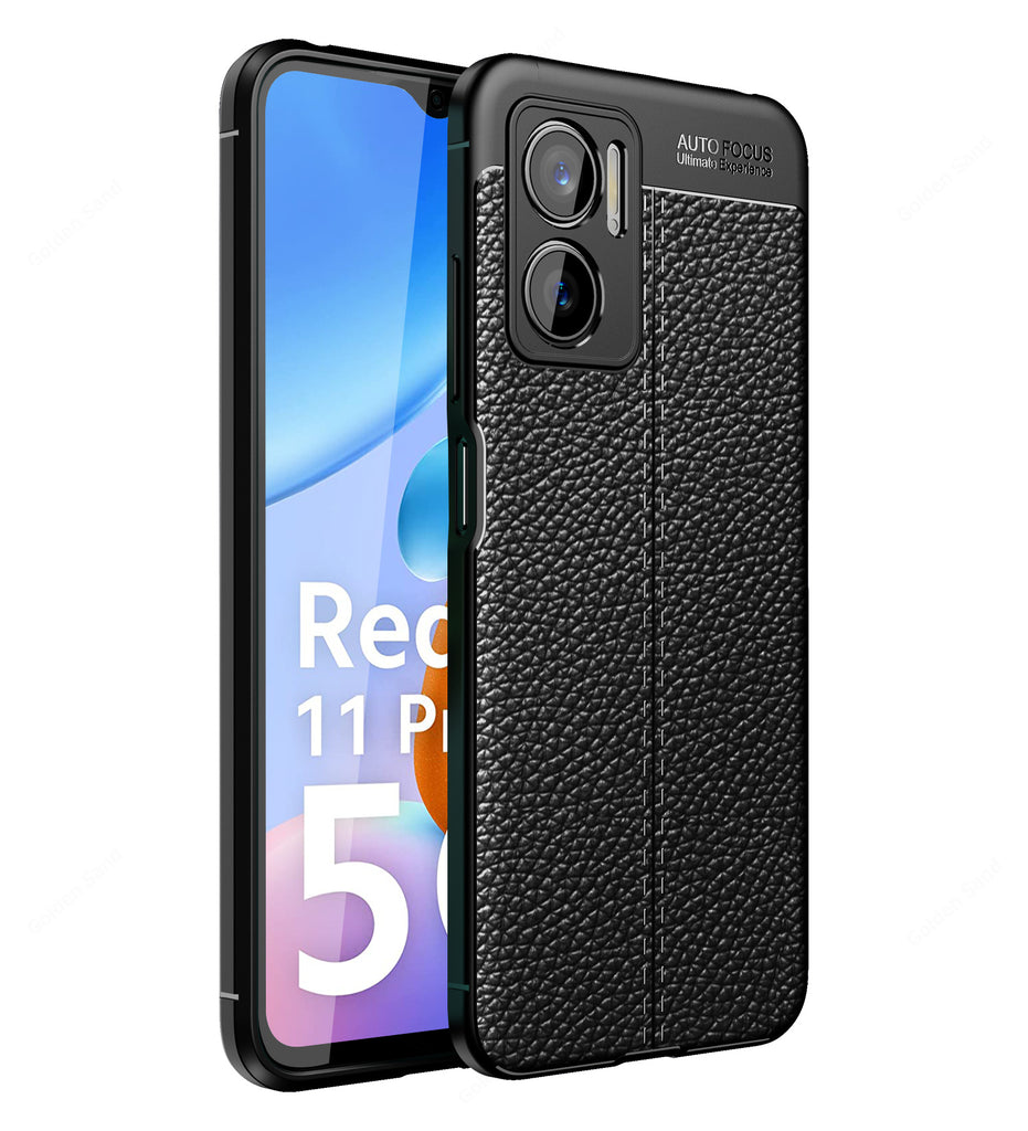 Leather Armor TPU Series Shockproof Armor Back Cover for Redmi 11 Prime 5G, 6.58 inch, Black