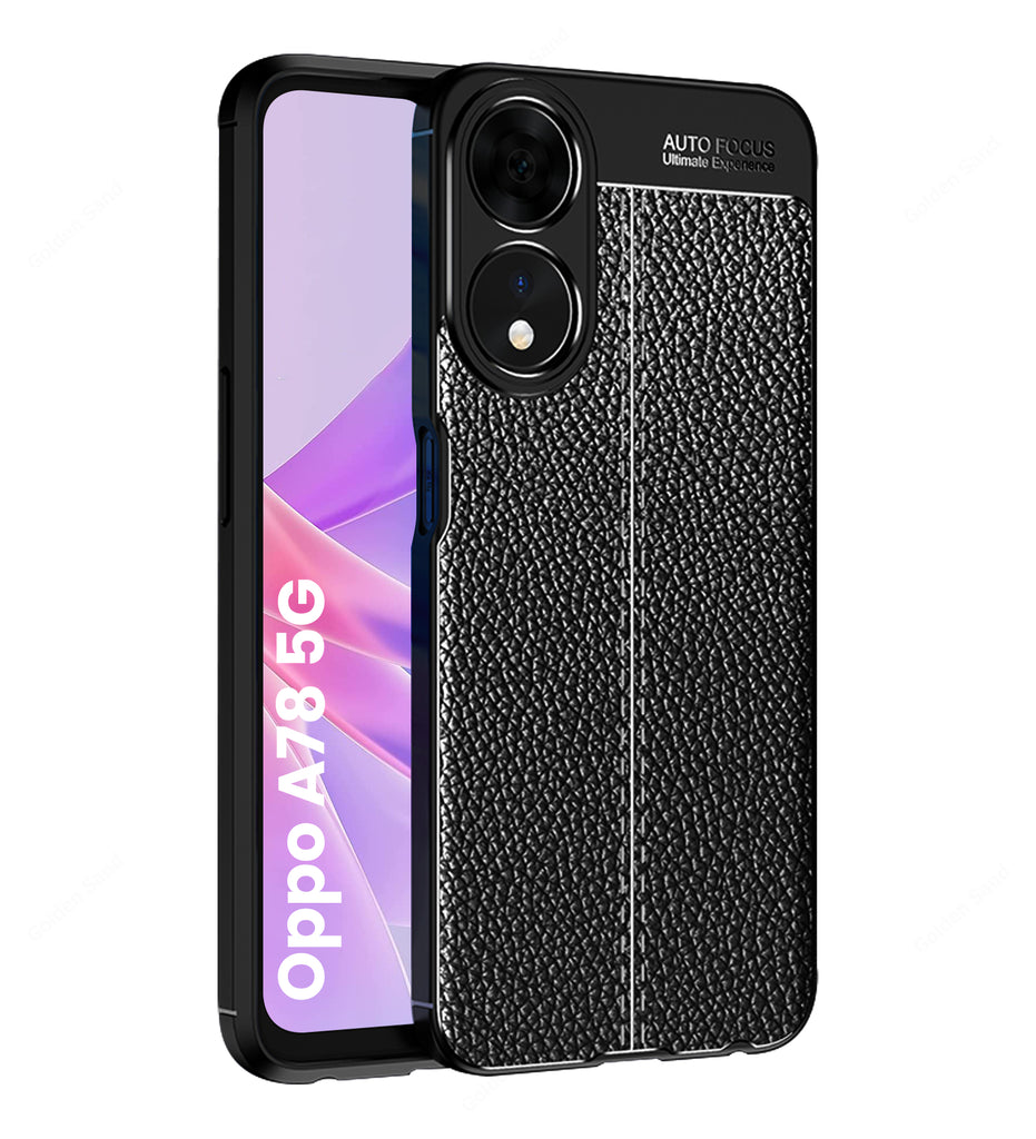 Leather Armor TPU Series Shockproof Armor Back Cover for Oppo A78 5G, 6.56 inch, Black